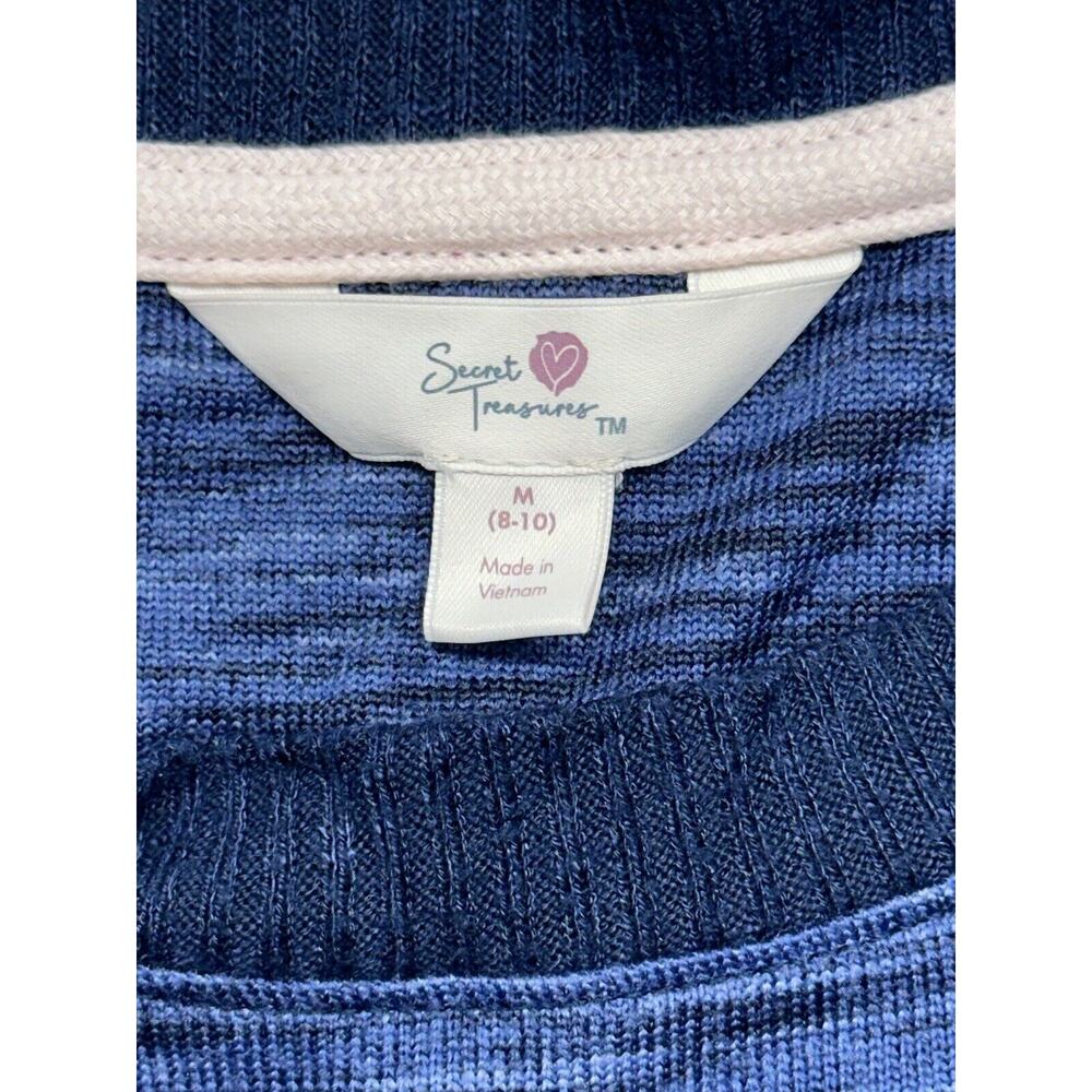 Womens Pajama Set Size Medium Navy Blue Coffee Cups Pastels 2 Piece Long sleeve - Picture 5 of 10